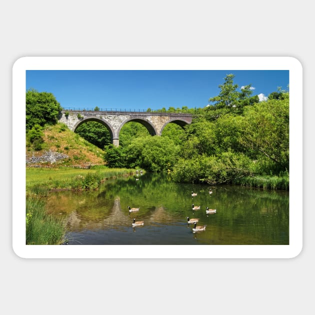 Headstone Viaduct & River Wye, Monsal Dale Sticker by galpinimages